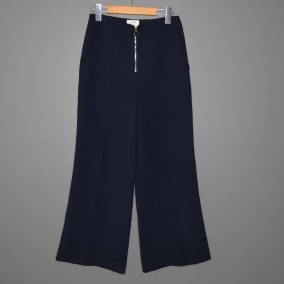 SOLD - Aritzia Wilfred Nolay Wide Leg Flare Cropped Navy Pants Sz 4 - Picture 2 of 6